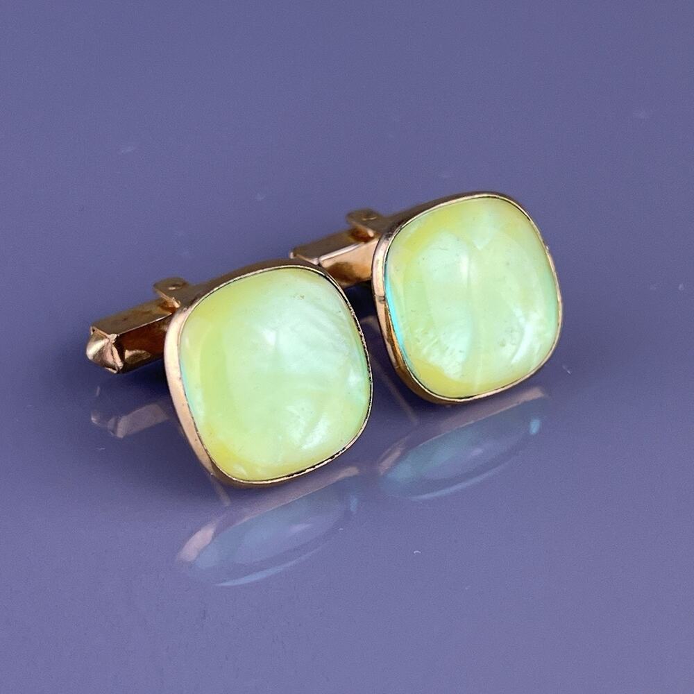 Light Blue Green Lucite Cufflinks Square Simple Acrylic Anson Vintage